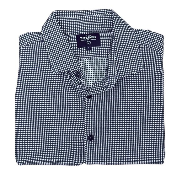 TM Lewin Mens Button Down Long Sleeve Blue & White Shirt - Size Large - Picture 4 of 7